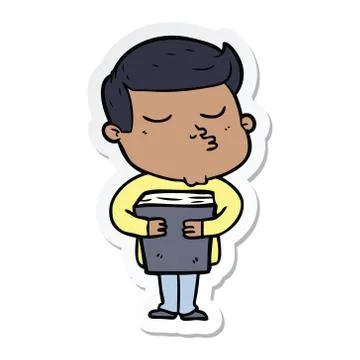 Sticker of a cartoon model guy pouting Stock Illustration
