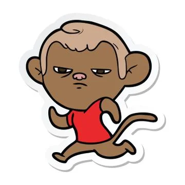 Sticker of a cartoon monkey Stock Illustration