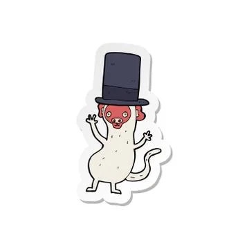 Sticker of a cartoon monkey in top hat Stock Illustration