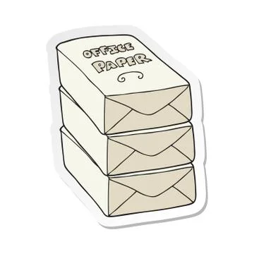 Sticker of a cartoon office paper stack Stock Illustration