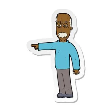 Sticker of a cartoon old man gesturing Get Out Stock Illustration