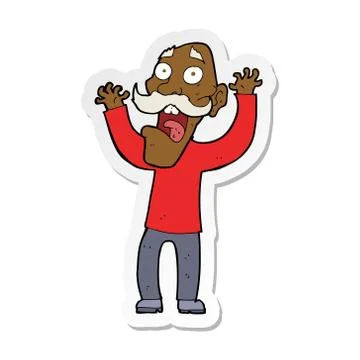 Sticker of a cartoon old man getting a fright Stock Illustration