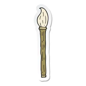 Sticker of a cartoon paint brush Stock Illustration