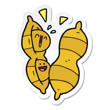 Sticker of a cartoon peanuts Stock Illustration