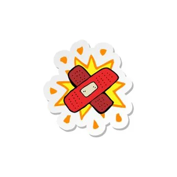 Sticker of a cartoon plaster Stock Illustration