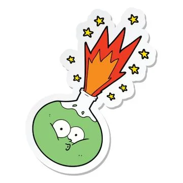 Sticker of a cartoon potion exploding Illustrazione stock
