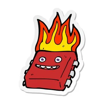 Sticker of a cartoon red hot computer chip Stock Illustration