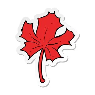 Sticker of a cartoon red maple leaf Stock Illustration