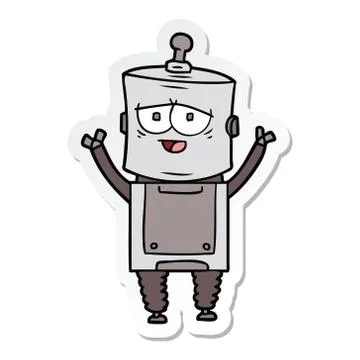 Sticker of a cartoon robot Stock Illustration