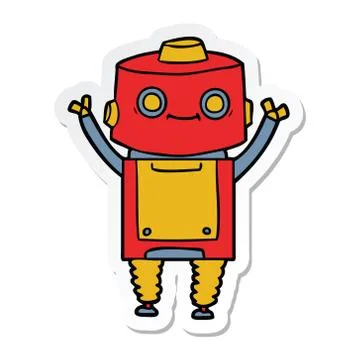 Sticker of a cartoon robot Stock Illustration