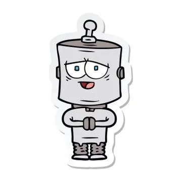 Sticker of a cartoon robot Stock Illustration