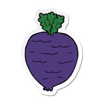 Sticker of a cartoon root vegetable Stock Illustration
