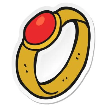 Sticker of a cartoon ruby ring 스톡 일러스트