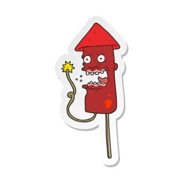 Sticker of a cartoon screaming firework Stock Illustration