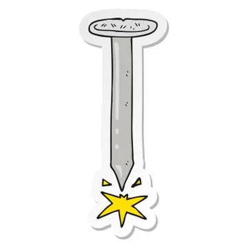 Sticker of a cartoon sharp nail Illustrazione stock