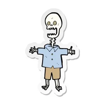 Sticker of a cartoon skeleton Stock Illustration