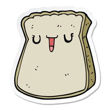 Sticker of a cartoon slice of bread Stock Illustration