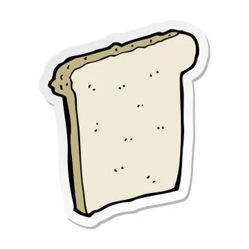 Sticker of a cartoon slice of bread Illustrazione stock