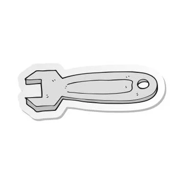 Sticker of a cartoon spanner Stock Illustration