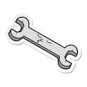 Sticker of a cartoon spanner Stock Illustration
