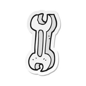 Sticker of a cartoon spanner Stock Illustration