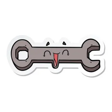 Sticker of a cartoon spanner Stock Illustration
