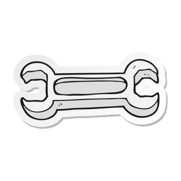 Sticker of a cartoon spanner Stock Illustration