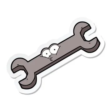 Sticker of a cartoon spanner Stock Illustration