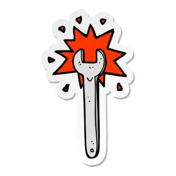 Sticker of a cartoon spanner Stock Illustration
