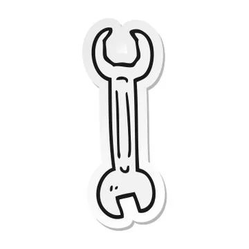 Sticker of a cartoon spanner Stock Illustration
