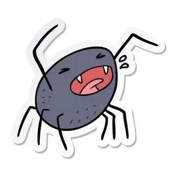 Sticker of a cartoon spider Stock Illustration
