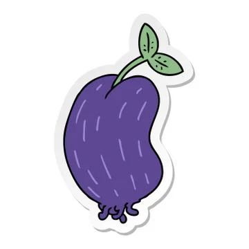 Sticker cartoon of a sprouting bean Stock Illustration