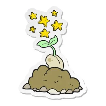 Sticker of a cartoon sprouting seed Stock Illustration