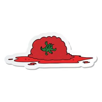Sticker of a cartoon squashed tomato Stock Illustration