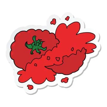 Sticker of a cartoon squashed tomato Stock Illustration