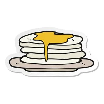 Sticker of a cartoon stack of pancakes Stock Illustration