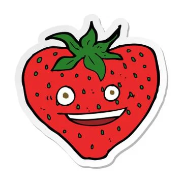Sticker of a cartoon strawberry Stock Illustration