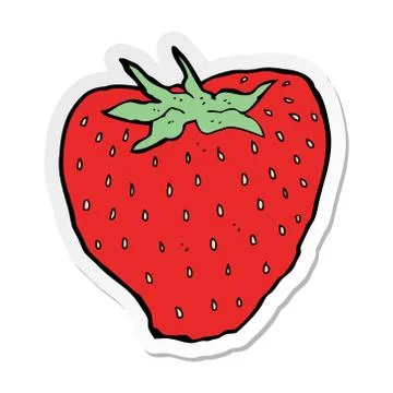 Sticker of a cartoon strawberry Stock Illustration
