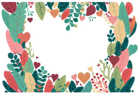 Sticker cartoon style heart shape frame isolated on white background . Cartoons Stock Illustration