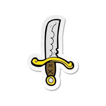 Sticker of a cartoon sword Stock Illustration