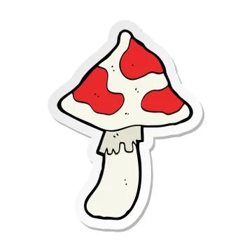 Sticker of a cartoon toadstool 스톡 일러스트