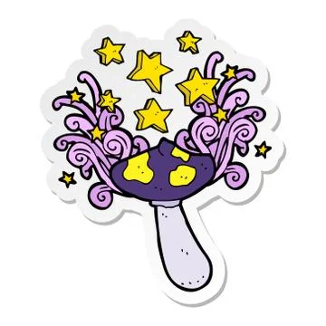 Sticker of a cartoon toadstool イラスト素材