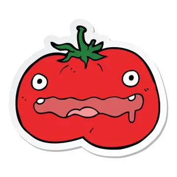 Sticker of a cartoon tomato Stock Illustration