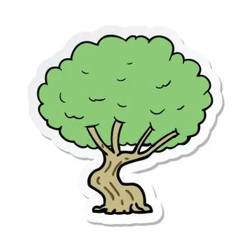 Sticker of a cartoon tree Stock Illustration