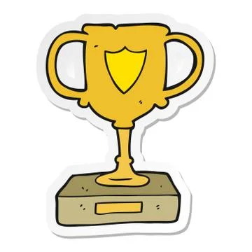 Sticker of a cartoon trophy Stock Illustration