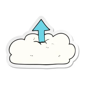 Sticker of a cartoon upload to the cloud Stock Illustration