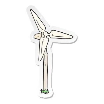 Sticker of a cartoon wind farm windmill Stock Illustration