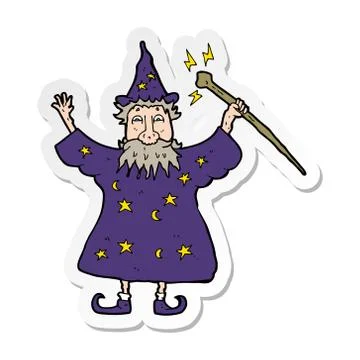 Sticker of a cartoon wizard Illustration