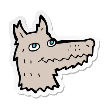 Sticker of a cartoon wolf head Stock Illustration