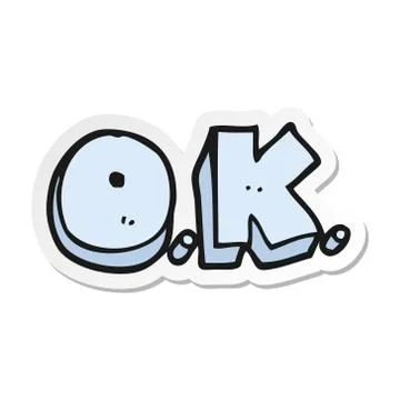 Sticker of a cartoon word OK Stock Illustration